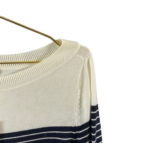 Caslon Blue White Striped Nautical Wool Blend Lightweight Sweater Size S NWT - Picture 2 of 10